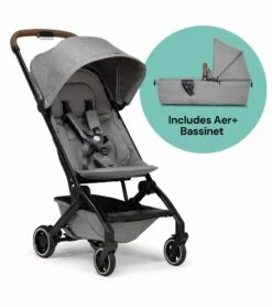 Joolz Aer+ Lightweight Compact Stroller + Bassinet Bundle - Delightful Grey