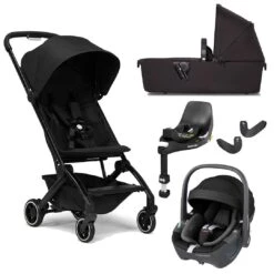 Joolz Aer+ Pushchair & Pebble 360/360 Pro Travel System - Refined Black -Joolz joolz aer pushchair pebble 360 black carrycot base flat