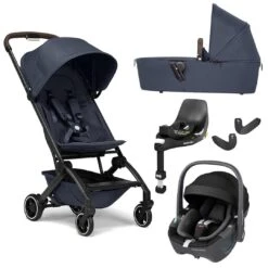 Joolz Aer+ Pushchair & Pebble 360/360 Pro Travel System - Navy Blue -Joolz joolz aer pushchair pebble 360 navy carrycot base flat