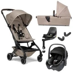 Joolz Aer+ Pushchair & Pebble 360/360 Pro Travel System - Lovely Taupe -Joolz joolz aer pushchair pebble 360 taupe carrycot base flat