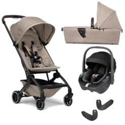 Joolz Aer+ Pushchair & Pebble 360/360 Pro Travel System - Lovely Taupe -Joolz joolz aer pushchair pebble 360 taupe carrycot no base flat