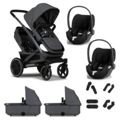 Joolz Geo3 Pushchair + Cloud T Twin Travel System - Pure Grey